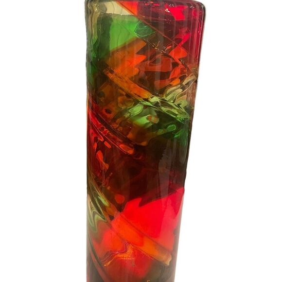 WOW Hand Blown Art Glass Vase Vibrate Red and Green It’s A Beauty - Picture 6 of 8